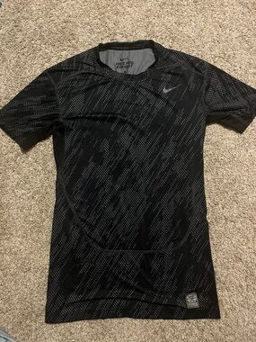 Nike Black/Gray Pro Combat Short Sleeve Compression Shirt